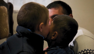 Single Window: Children In the Middle Of a Row