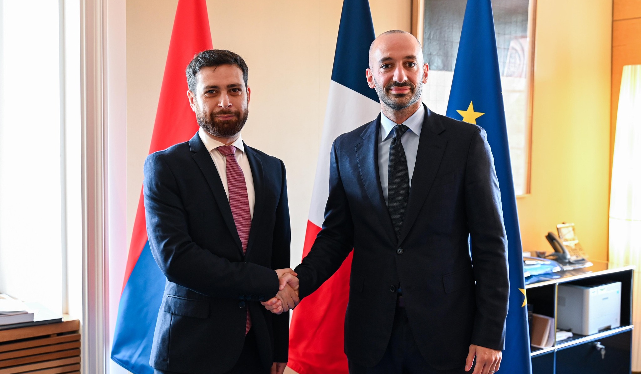 Meeting of Deputy Foreign Minister of Armenia Vahan Kostanyan with Minister Delegate for European Affairs of France Benjamin Haddad