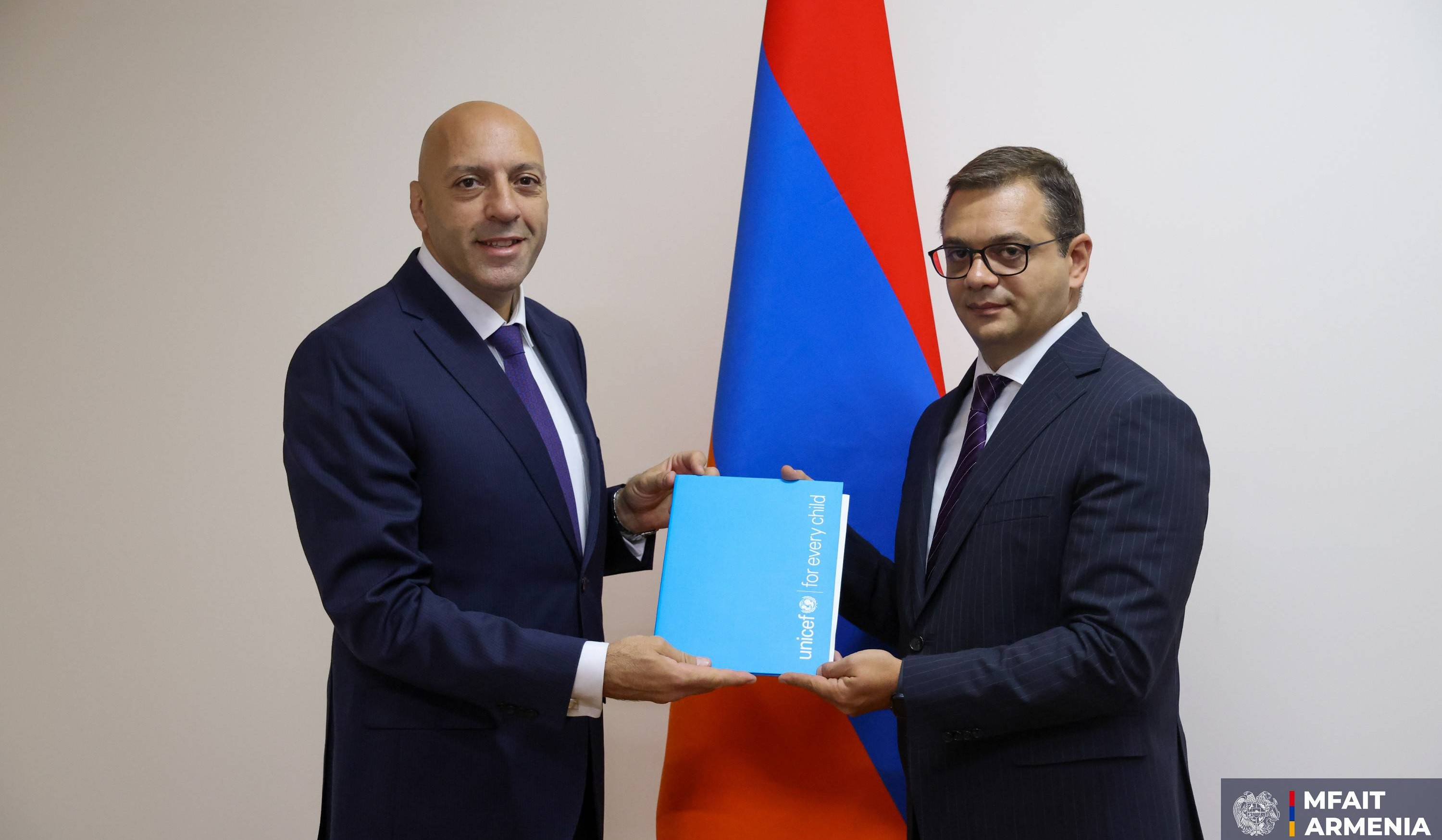 Newly appointed representative of United Nations Children's Fund in Armenia presented his credentials to Deputy Minister of Foreign Affairs and International Trade of Armenia